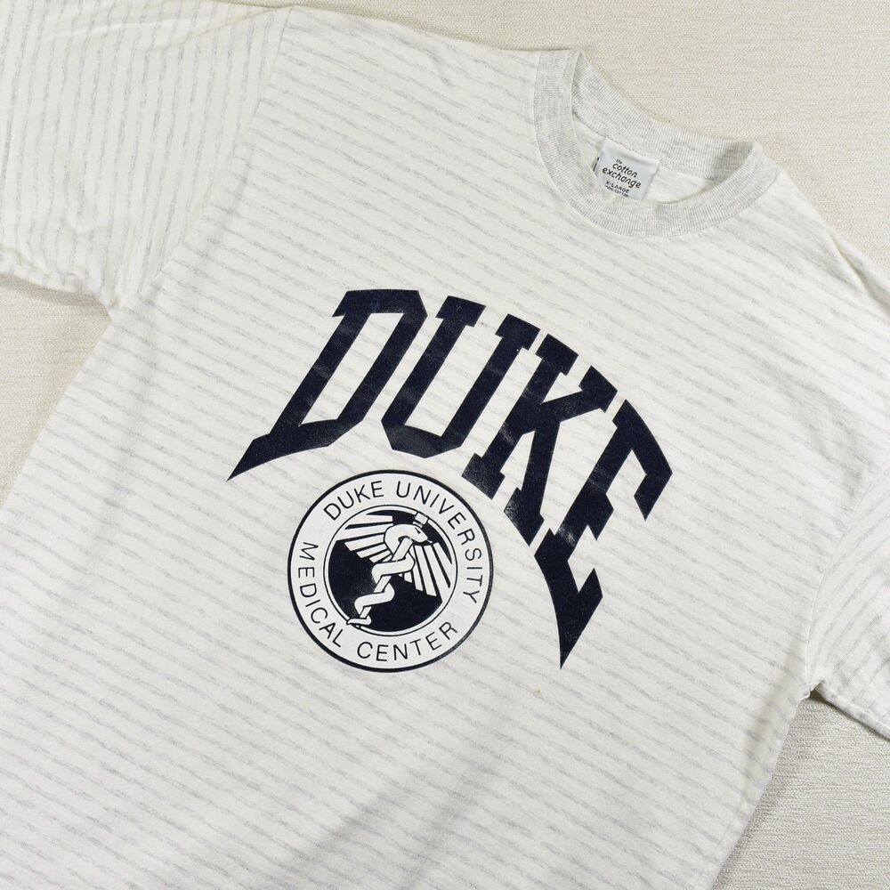 Vintage Duke University Medical Center T Shirt Mens XL Striped Cotton Exchange